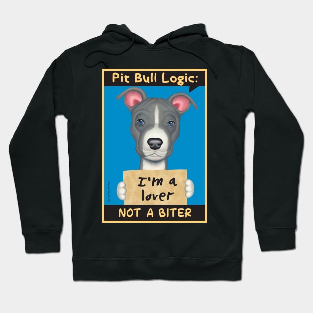 Gray & White Pit Bull holding sign Hoodie by Danny Gordon Art